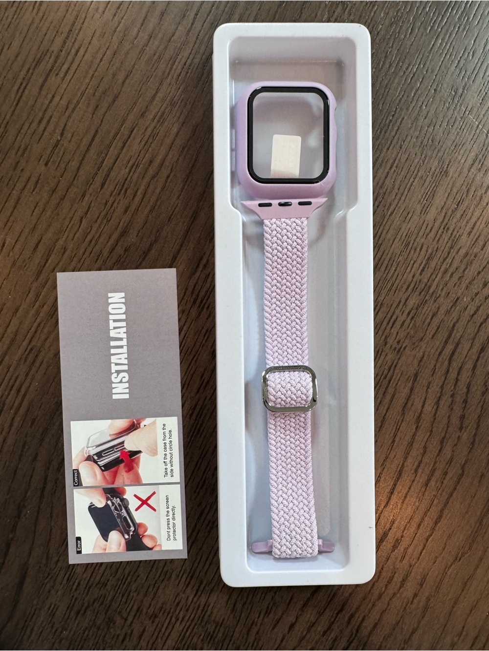 Lilac Braided Loop Watch Band - Slim Protective Case -Galaxy Watch 7/6/5/4